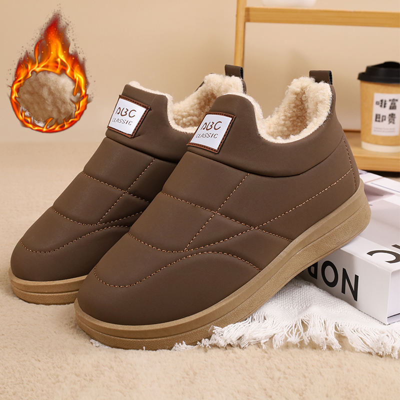冬季加绒加厚防寒女士棉鞋懒人一脚蹬保暖厚底中老年妈妈鞋