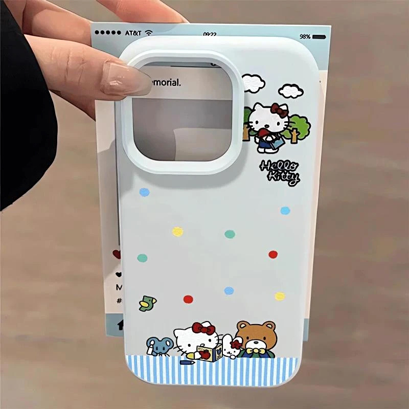 雅天立看书kt猫波点适用苹果16promax手机壳iPhone15/13糯米14/12