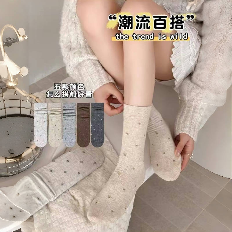 袜子女春秋季学院风日系ins潮堆堆袜韩版可爱 甜美百搭少女中筒袜