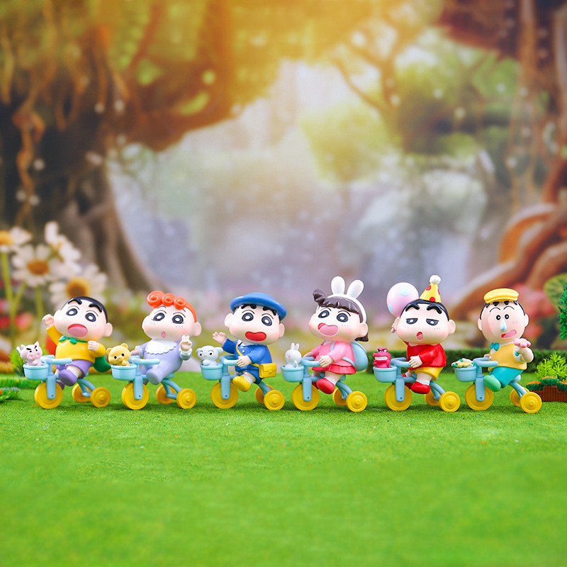 童趣自行车蜡笔小新小捣蛋的炸GAI日常盲盒摆件妮妮小葵阿呆手办