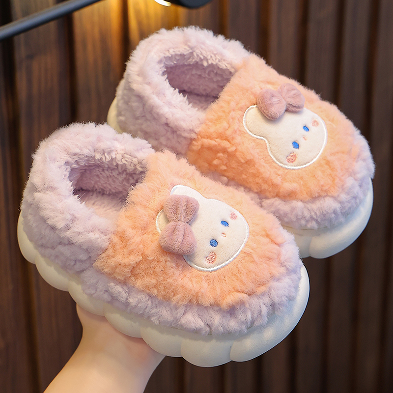 儿童棉拖鞋冬女童兔子包跟男童亲子防滑居家中大童宝宝小孩棉拖鞋