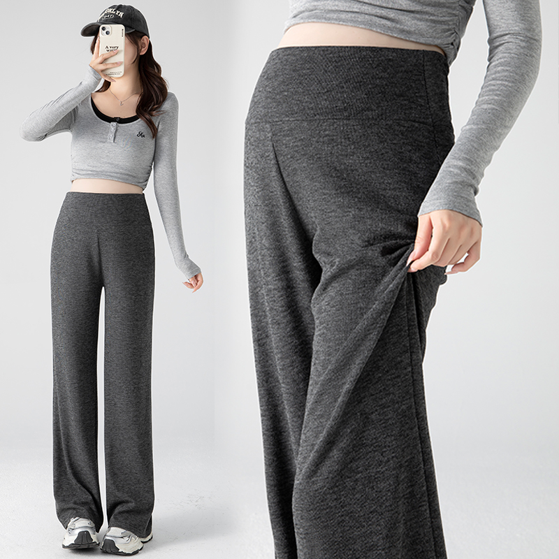 孕妇裤春秋外穿不勒肚子2025新款无托腹阔腿裤秋季垂感糯米裤长裤