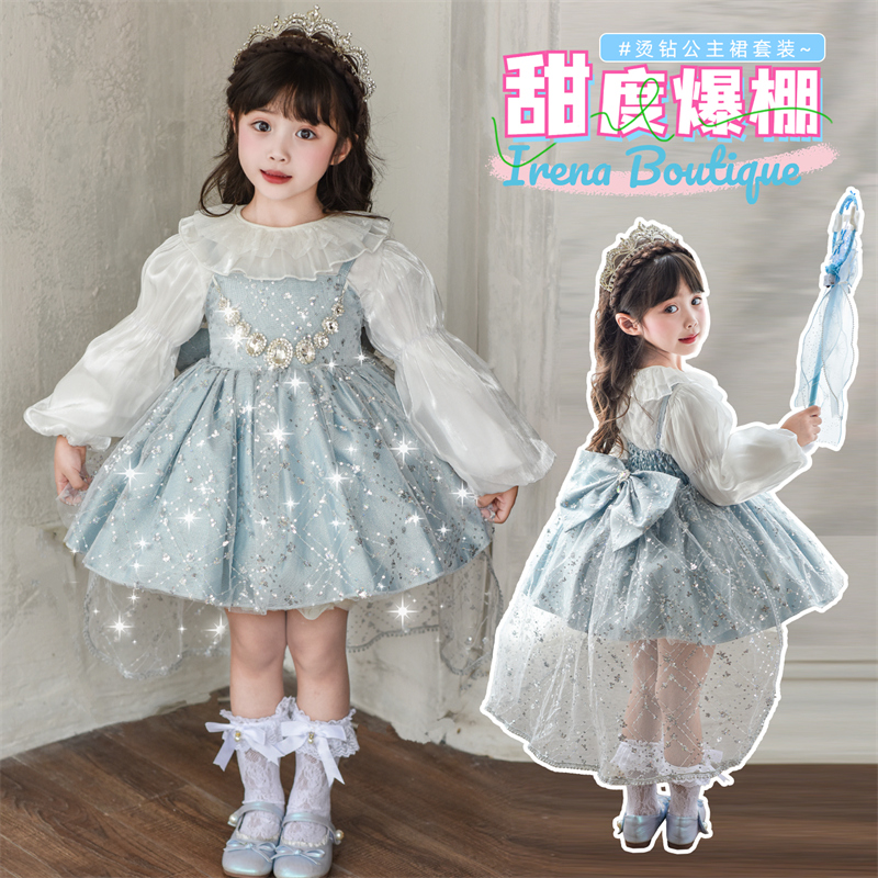 爱莎公主裙女童春秋洛丽塔宝宝蓬蓬裙生日礼服儿童秋冬艾莎连衣裙