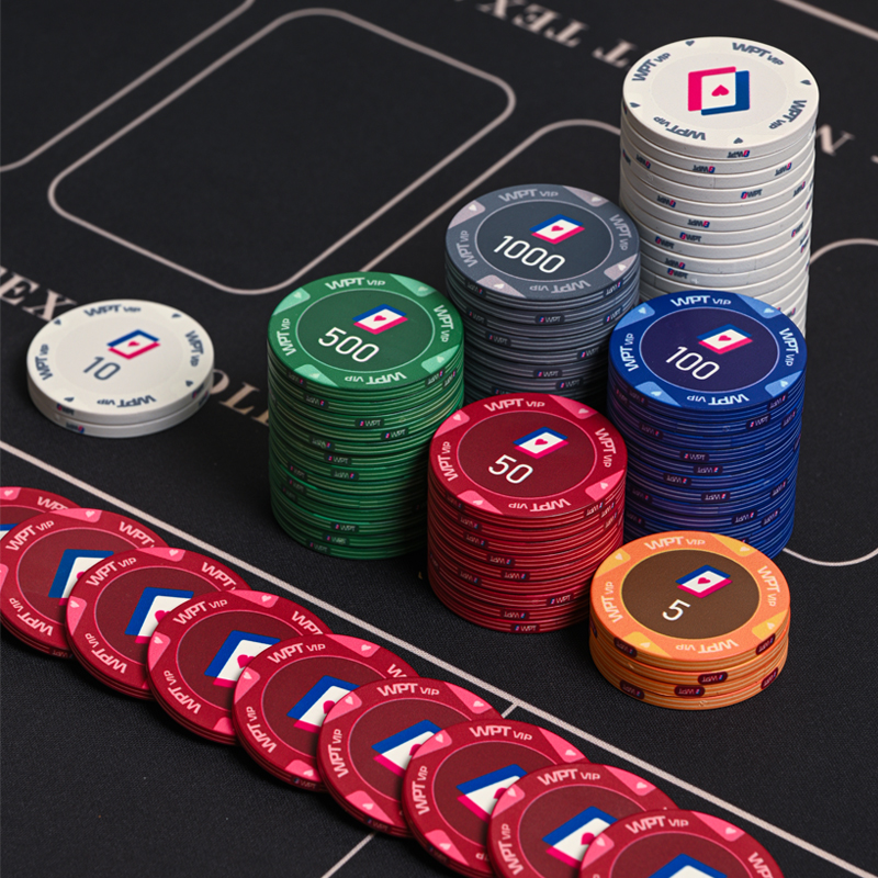 高端陶瓷筹码有无面值套装40/43mm棋牌币pokerD德州扑克牌桌布垫