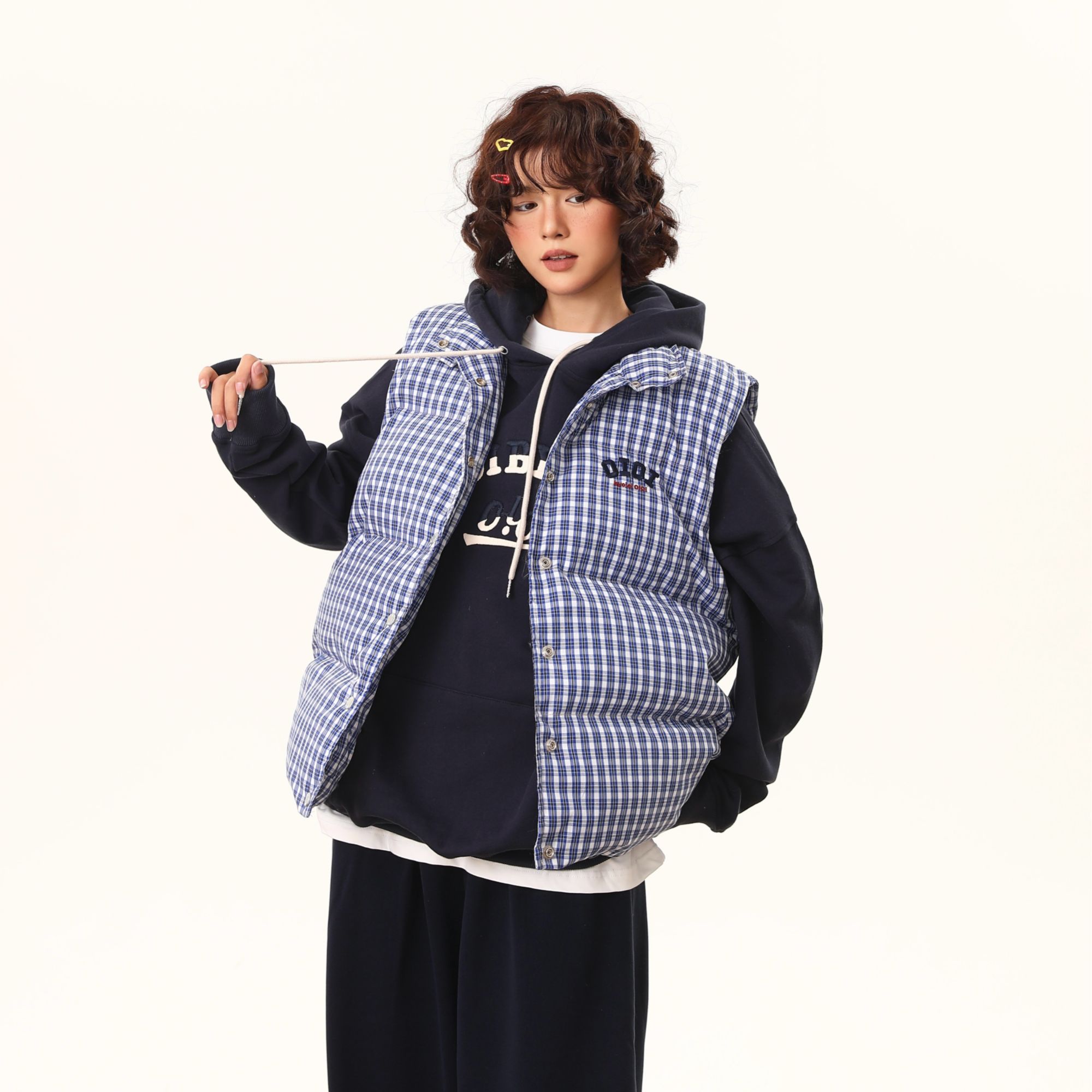 byo!oi OIOI感百搭格子棉服马甲外穿立领洋气无袖外套【oi】