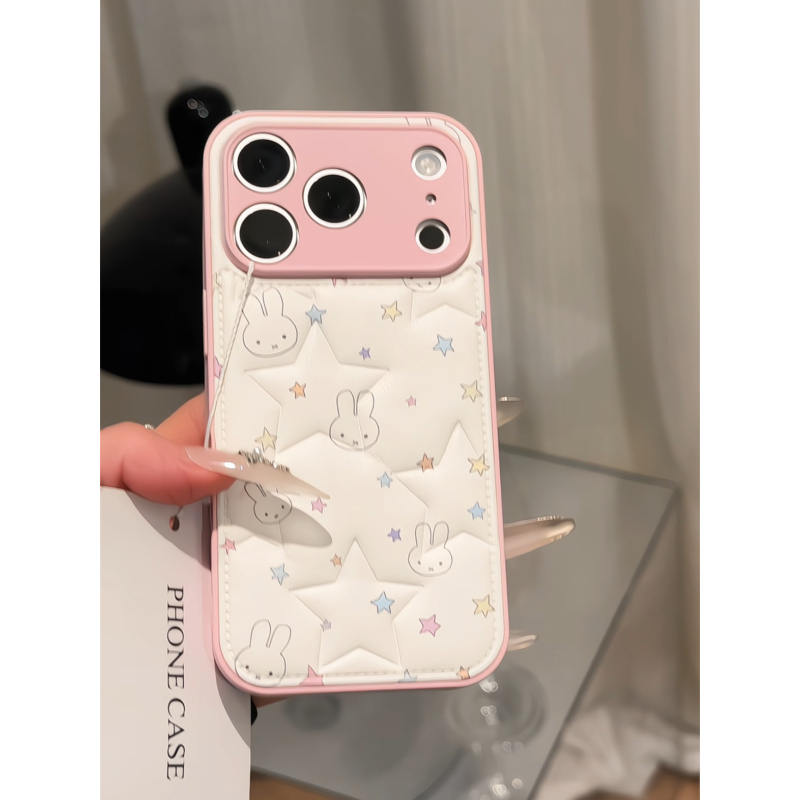 涂鸦马卡龙星星米菲兔适用苹果17手机壳16p肤感五角星华为p70小米
