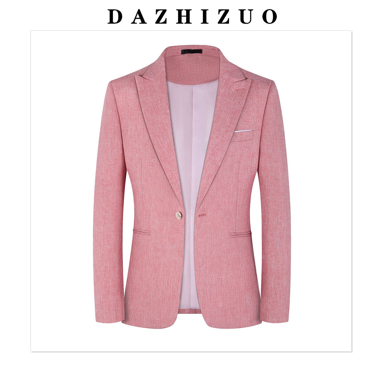 2025修身粉色男士西服休闲上衣时尚潮流西装春秋A2518小西装外套