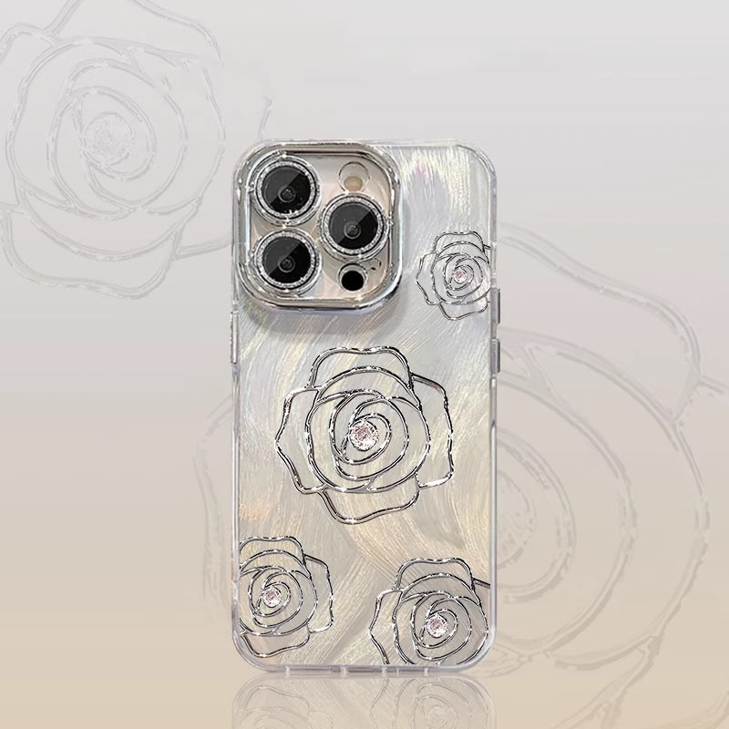 适用苹果16promax手机壳新款iPhone15全包硅胶防摔14plus山茶花