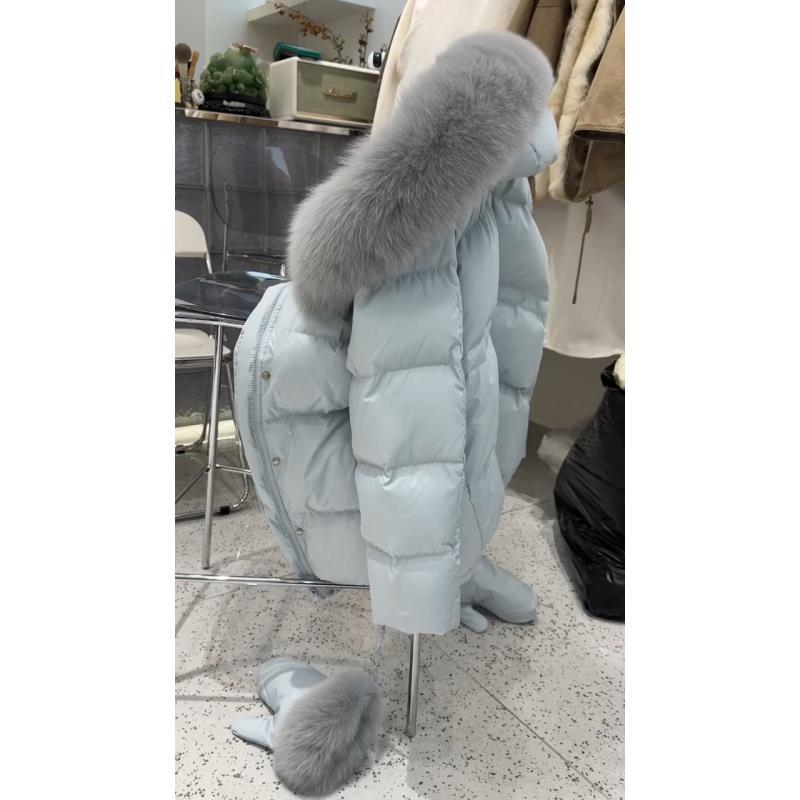 韩系设计感小众大毛领保暖棉服2025年冬季新款甜美加厚连帽外套