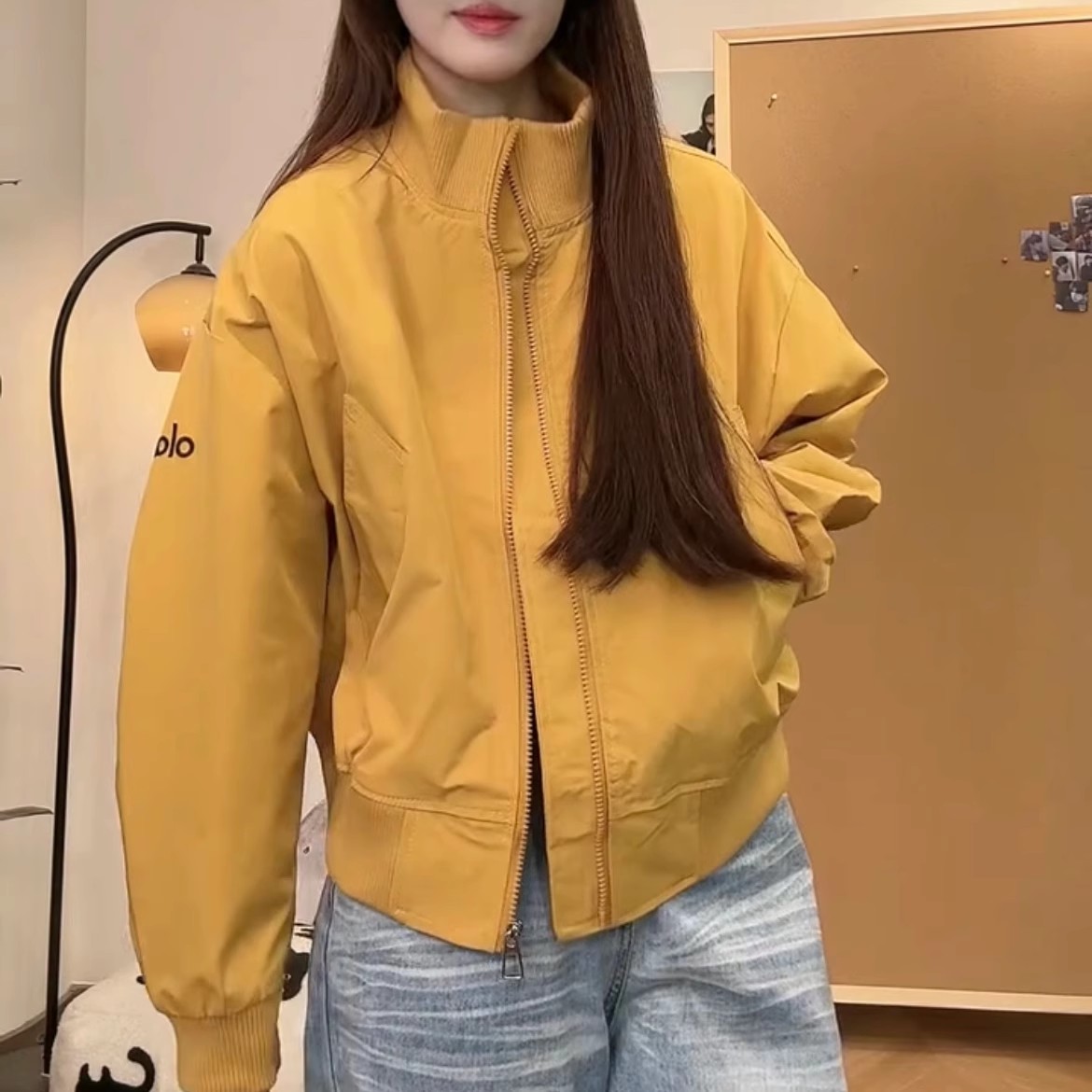 韩版复古黄色高级感立领棒球服外套2025秋季新款宽松百搭夹克