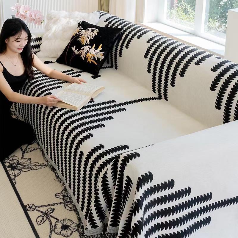 简约现代高级感雪尼尔防滑耐磨双面沙发巾四季通用加厚防猫抓