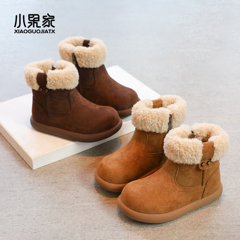 儿童雪地靴女童棉靴宝宝靴子雪地棉加绒小女孩大棉鞋雪地鞋女冬靴