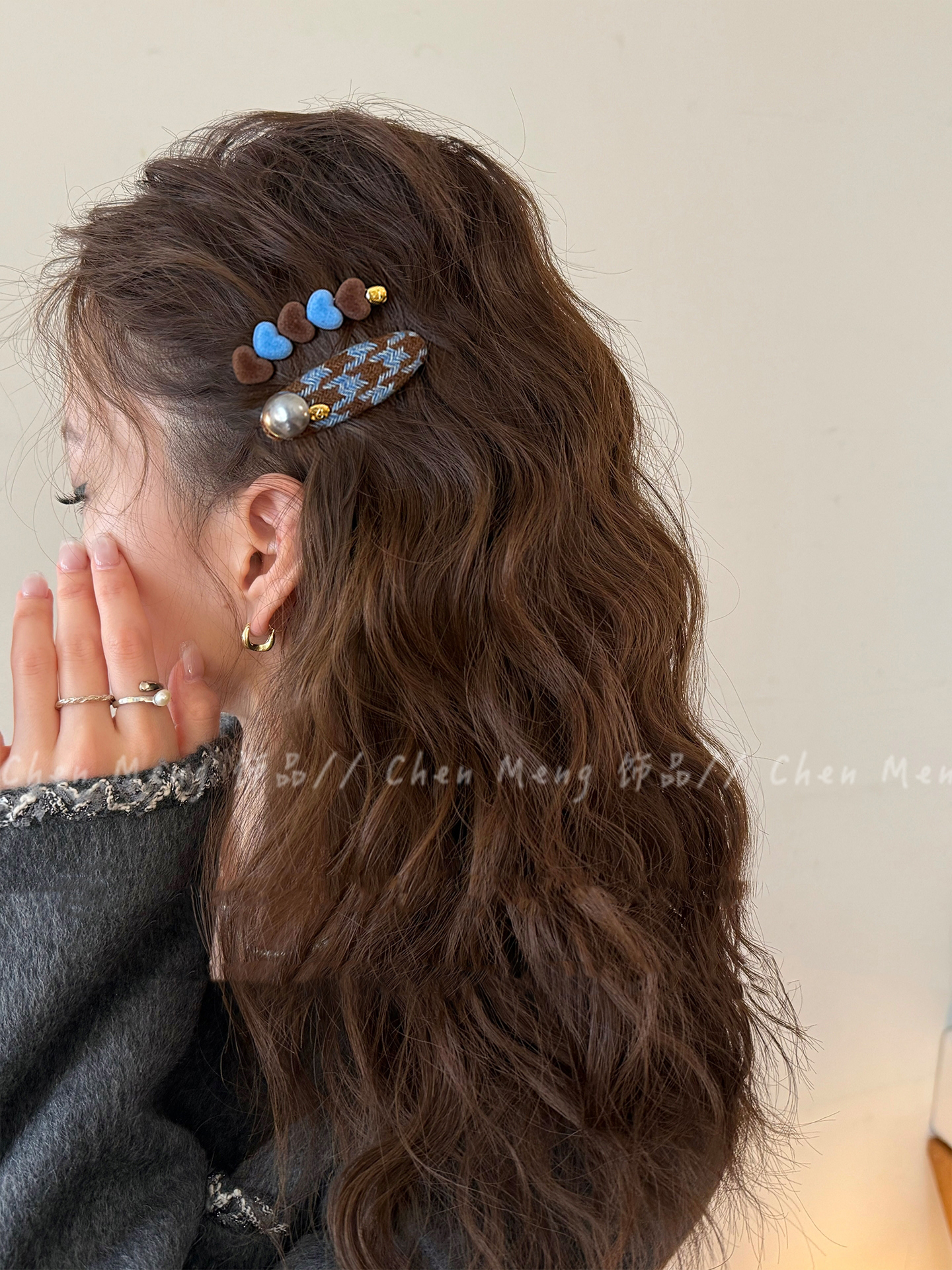 高级感植绒撞色爱心发夹女侧边2025新款高端前额碎发卡子侧边夹