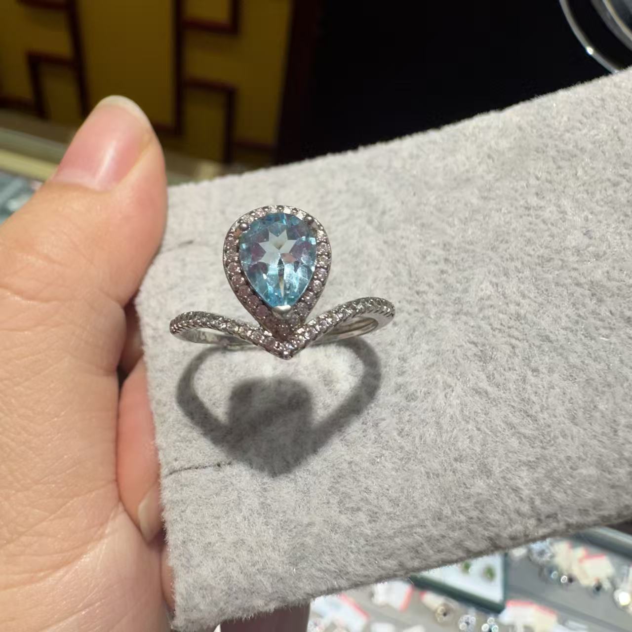 【600】天然托帕大牌戒指银925