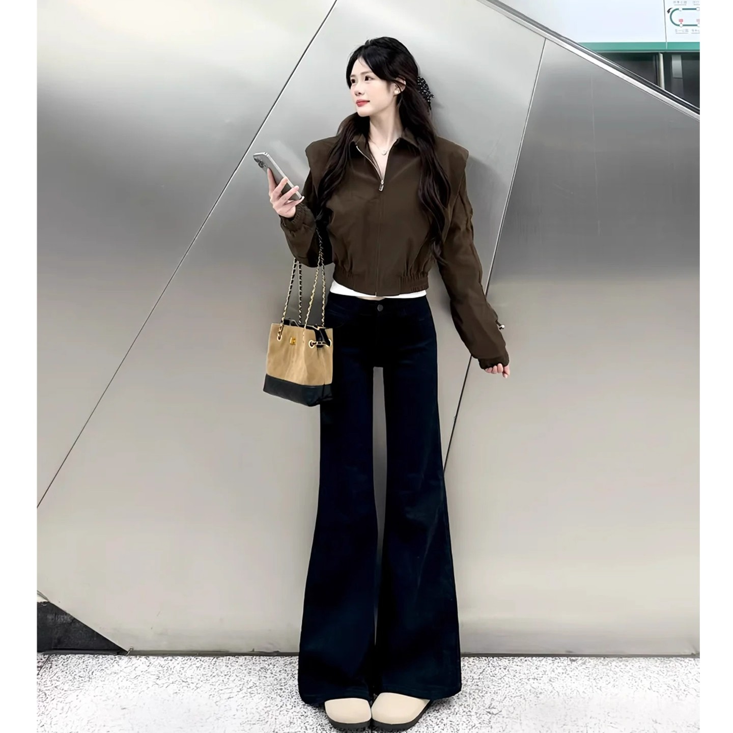 美式气质微喇阔腿裤女秋季2025新款高腰显瘦修身高级小个子马蹄裤