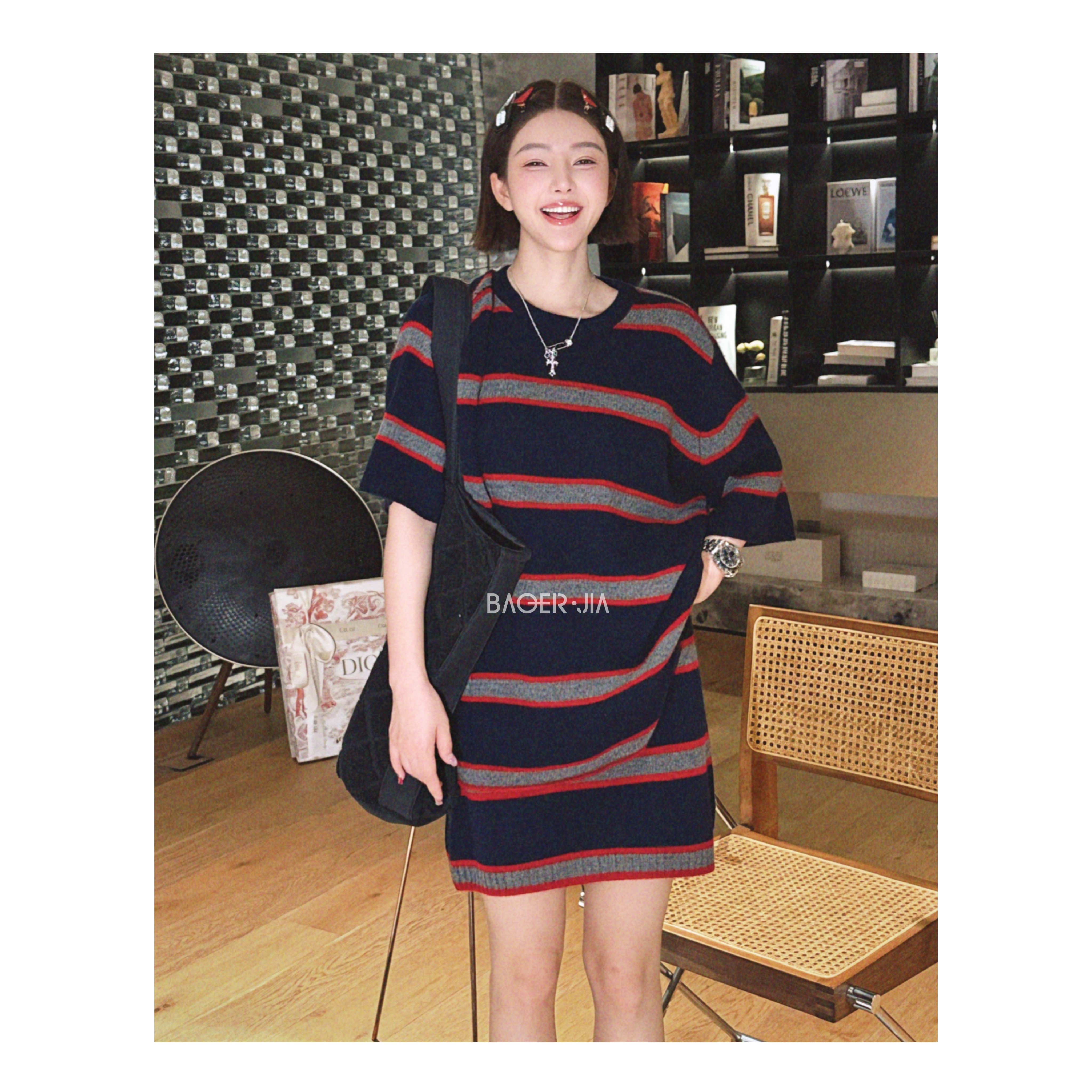 国潮-【时尚弄潮儿】宝儿家含幂BF86425309XQ绵羊毛100撞色针织套装