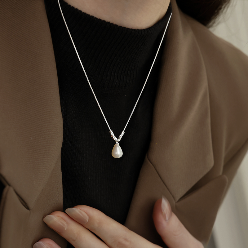 925银碎银淡水珍珠毛衣链女2025新款爆款项链锁骨链小众卫衣轻奢
