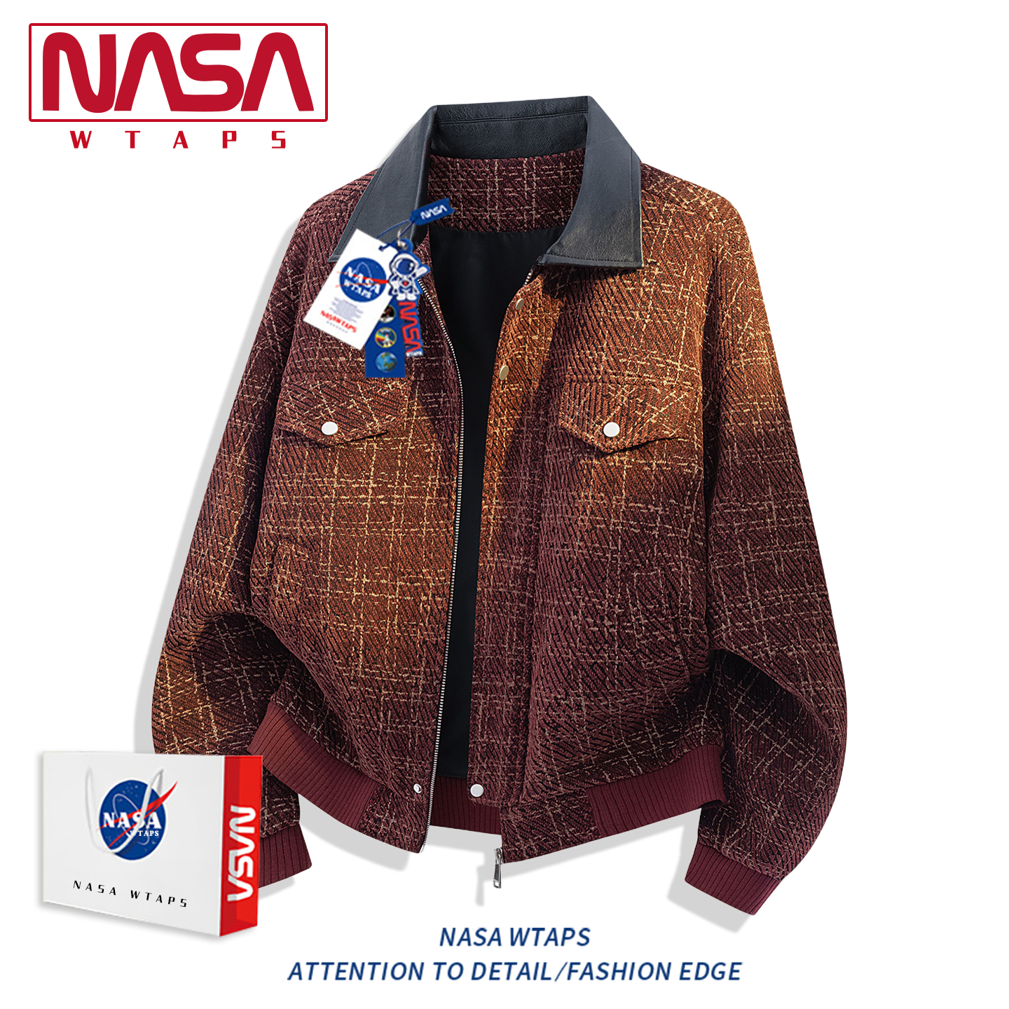 NASA WTAPS美式小香风翻领夹克男款春秋季宽松大码休闲上衣外套男