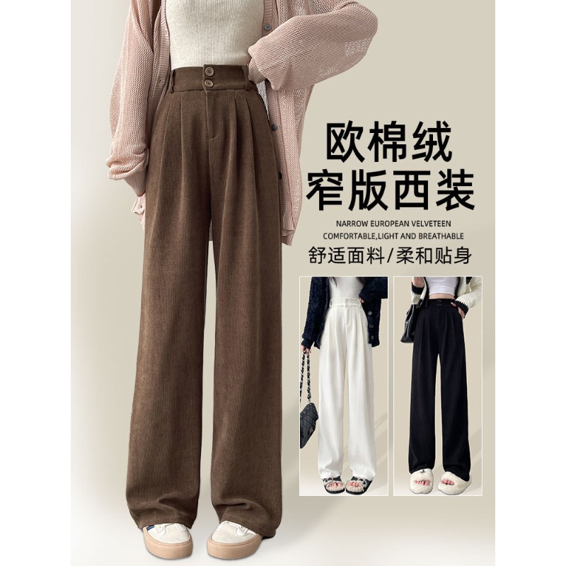 冬季加绒阔腿裤女2025新款雪尼尔休闲裤子小个子直筒欧棉绒西装裤