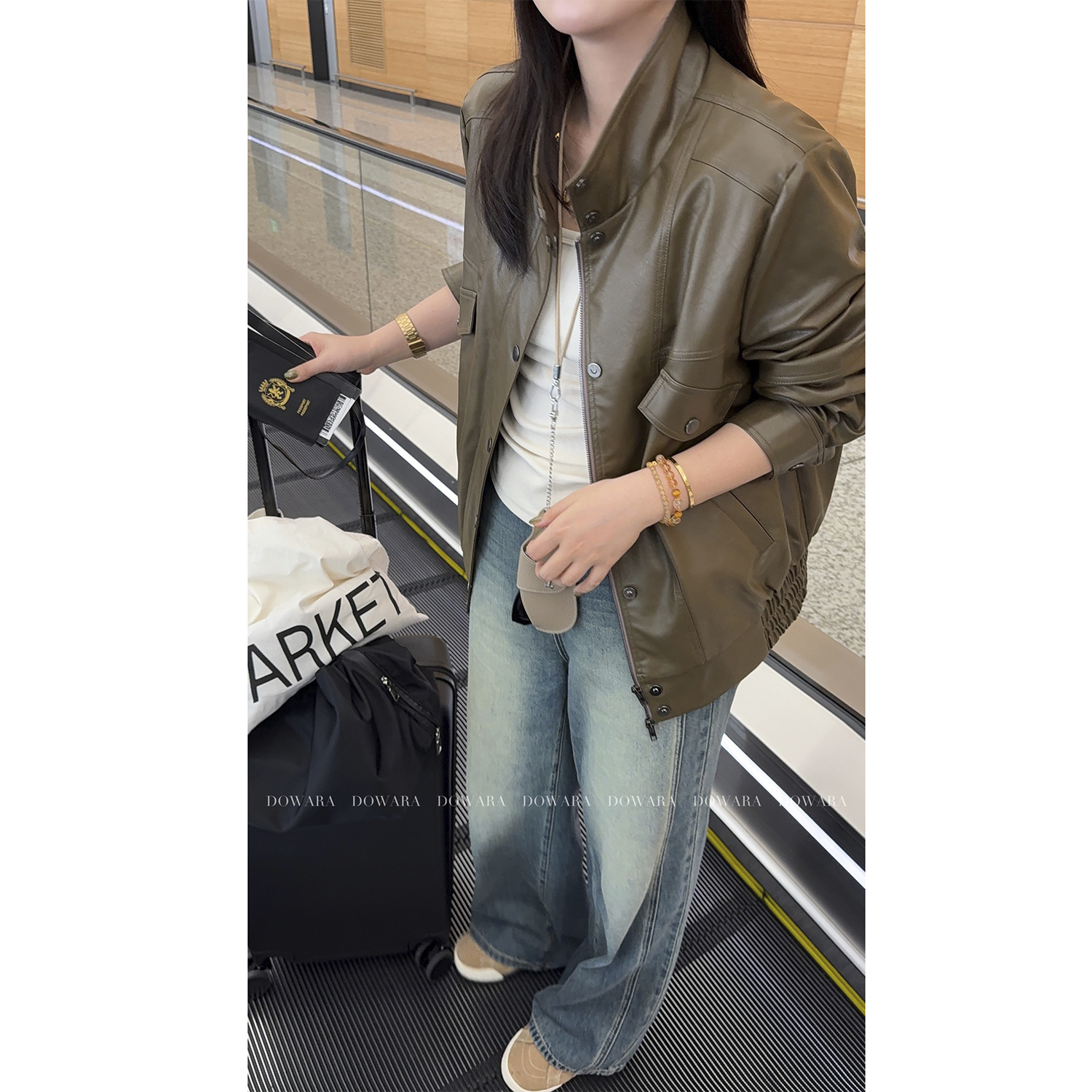 现货大婉酱微胖定制【赛博皮衣】美拉德皮衣外套宽松夹克上衣8870D