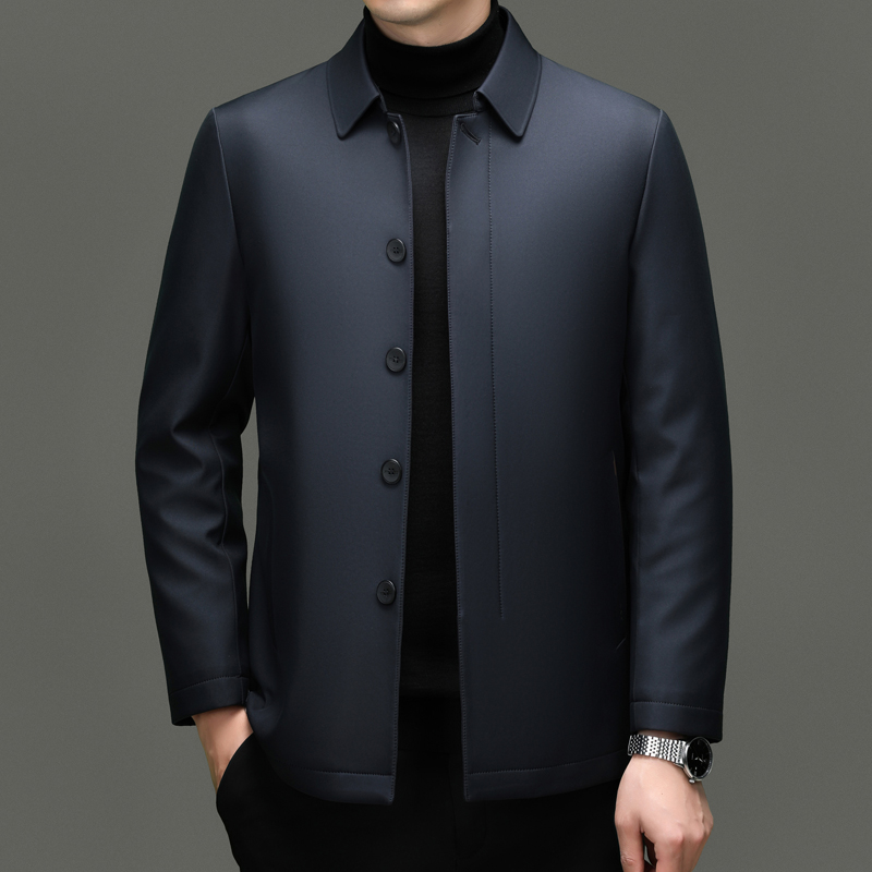 男士秋冬季高端桑蚕丝夹克棉服男款立领棉袄保暖百搭休闲棉衣外套