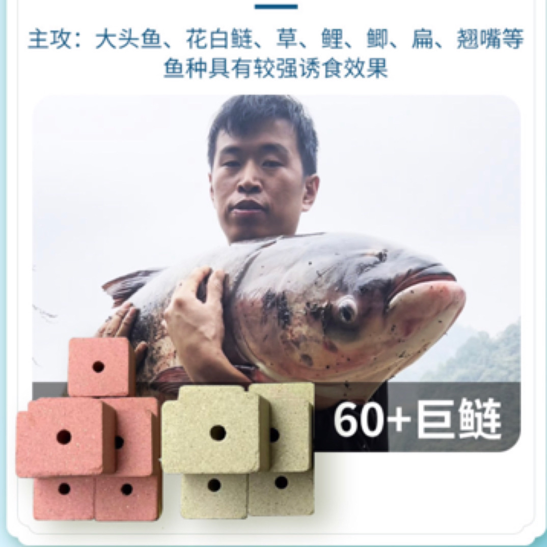 鲢鳙哥渔之道通杀鱼饵全能方块鲢鳙饵料钓大头鱼花白鲢翻版钩方块