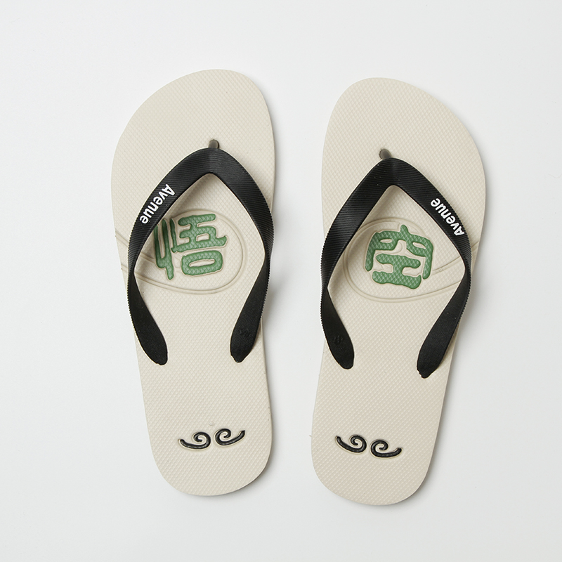 沙滩人字拖轻便春秋防滑图腾平跟夏季人字拖男鞋印花情侣黑色