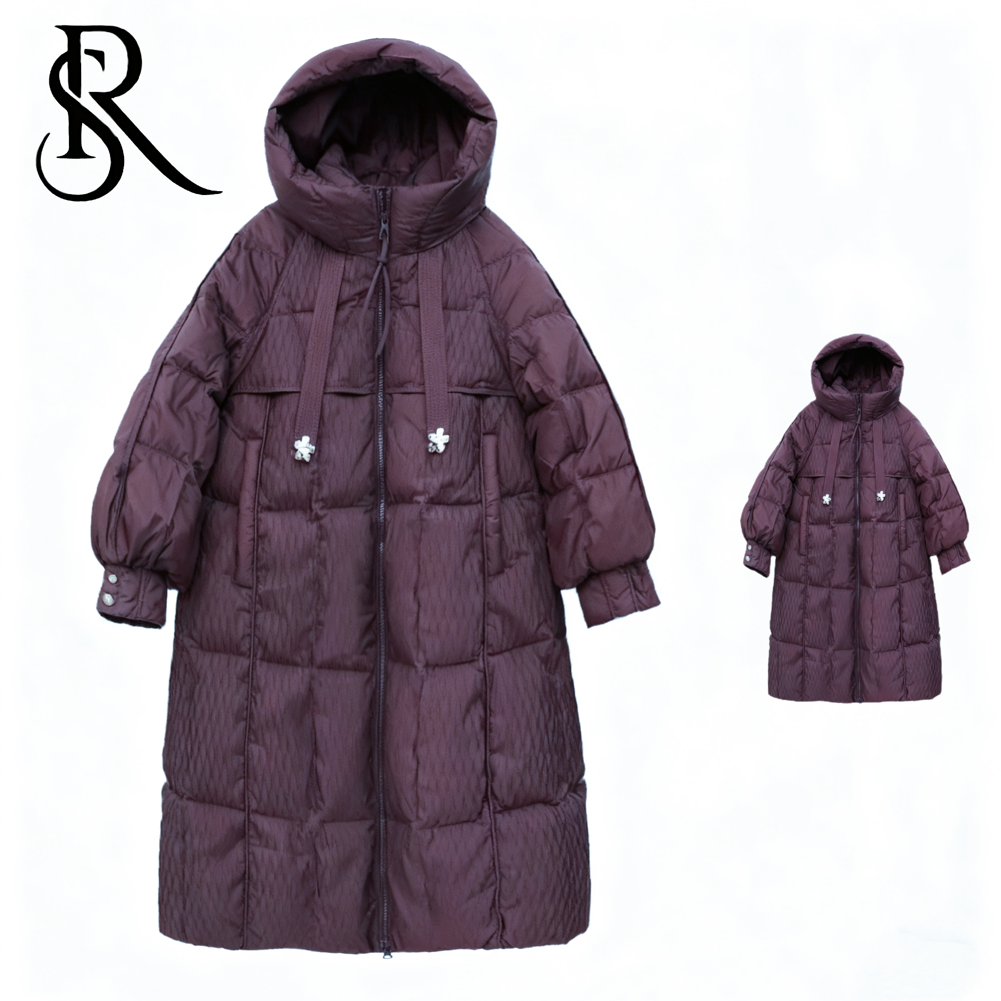 润铯之美白鸭绒时空穿越纹理系列羽绒服大码精品