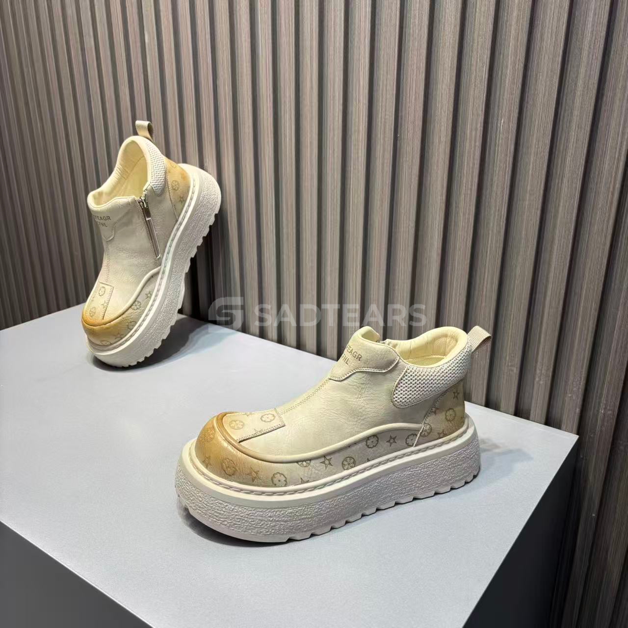 SADTEARS男鞋 26FW “老花系列” 轻奢马丁靴 一脚蹬软底厚底休闲鞋