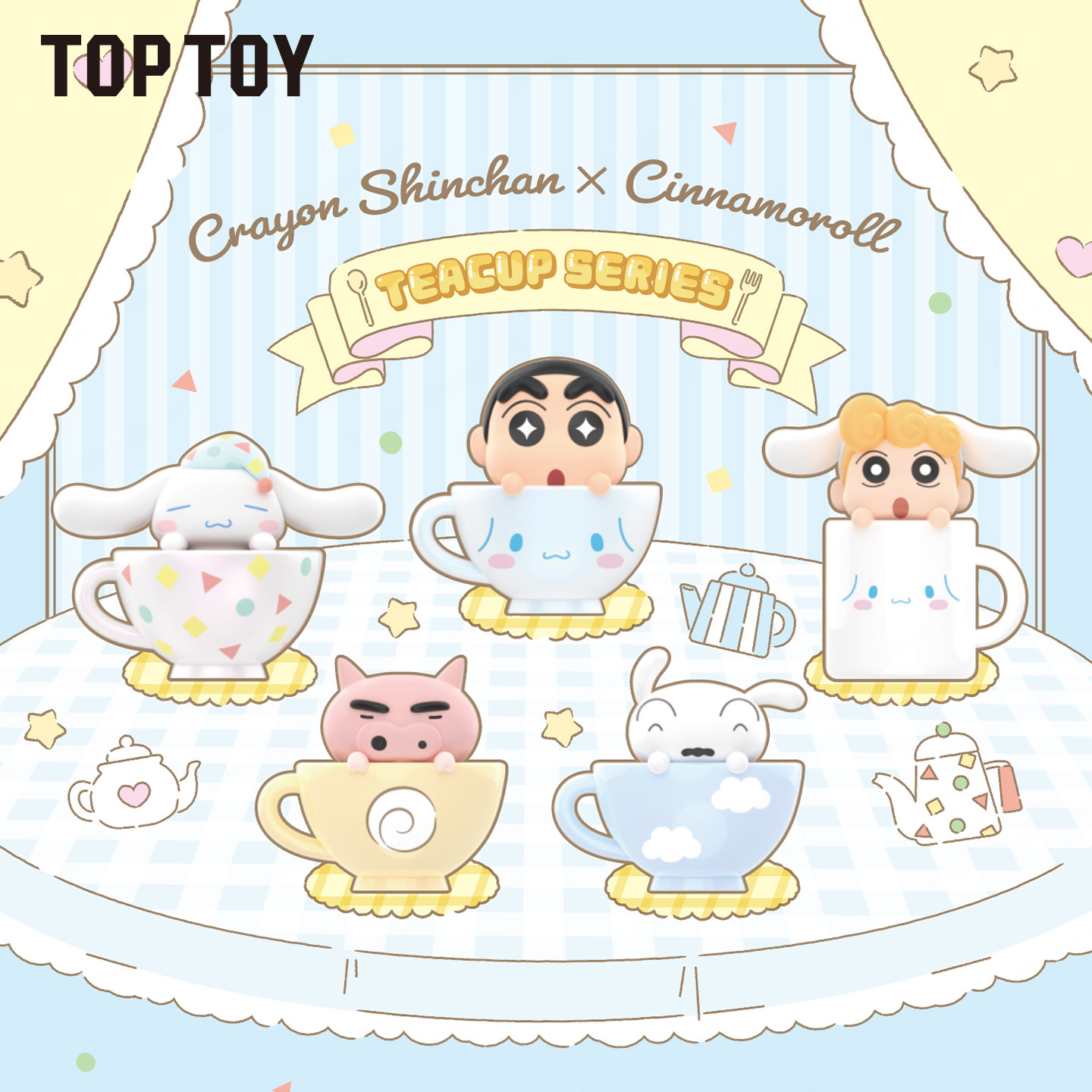 【TOPTOY】大耳狗x蜡笔小新茶杯萌粒盲袋潮玩手办小公仔桌面摆件
