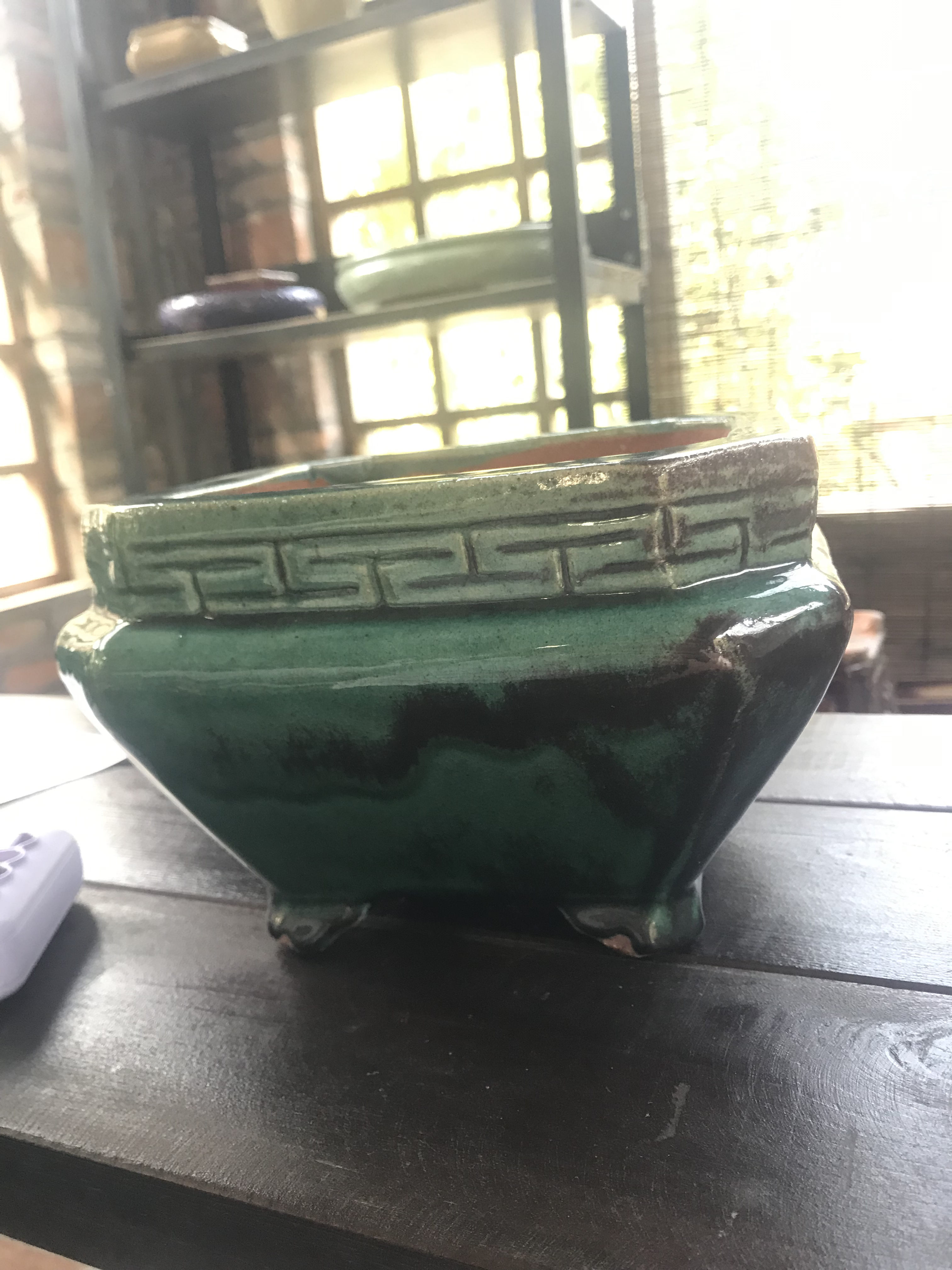 中国风柴烧石湾花盆多肉花盆陶瓷花盆陶瓷外径19内口15内深11高13