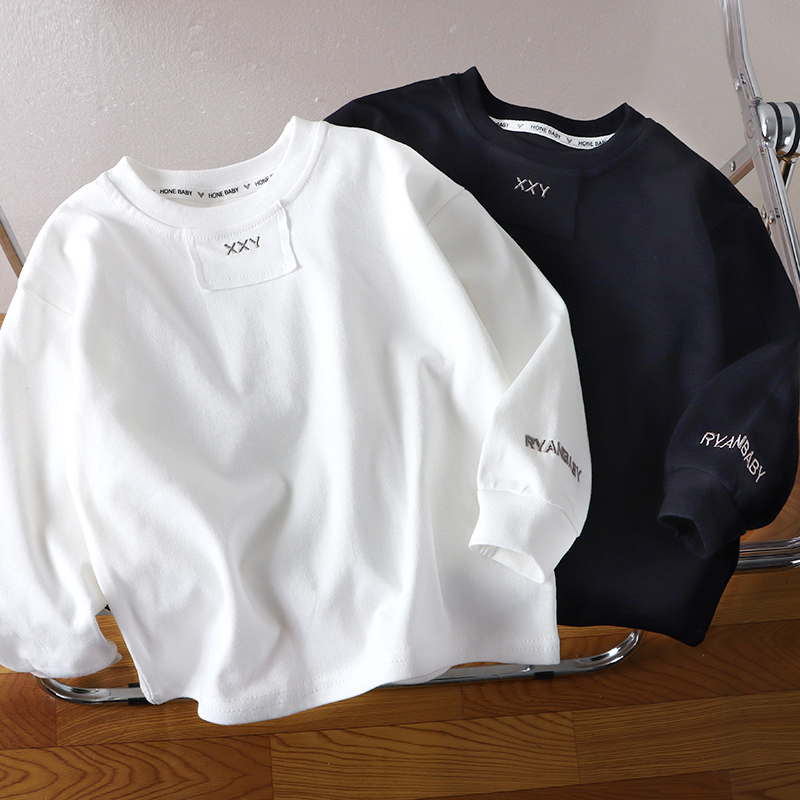 【高货棉T】儿童春秋韩版纯棉T恤长袖刺绣洋气打底中大男童女童