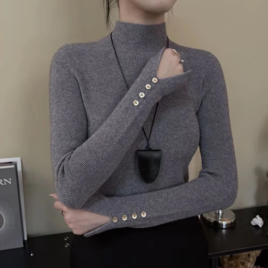 半高领安迪绒毛衣女打底衫2025秋冬新款套头内搭上衣针织衫潮188