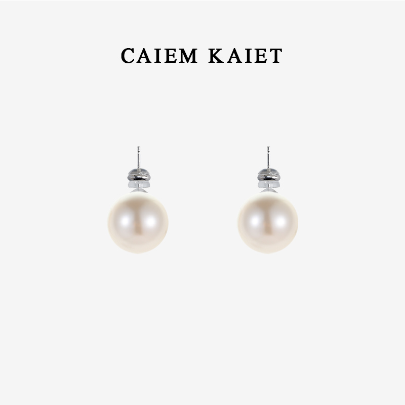 CAIEM KAIET 925银耳饰 施家珍珠耳钉女法式复古轻奢百搭气质耳环
