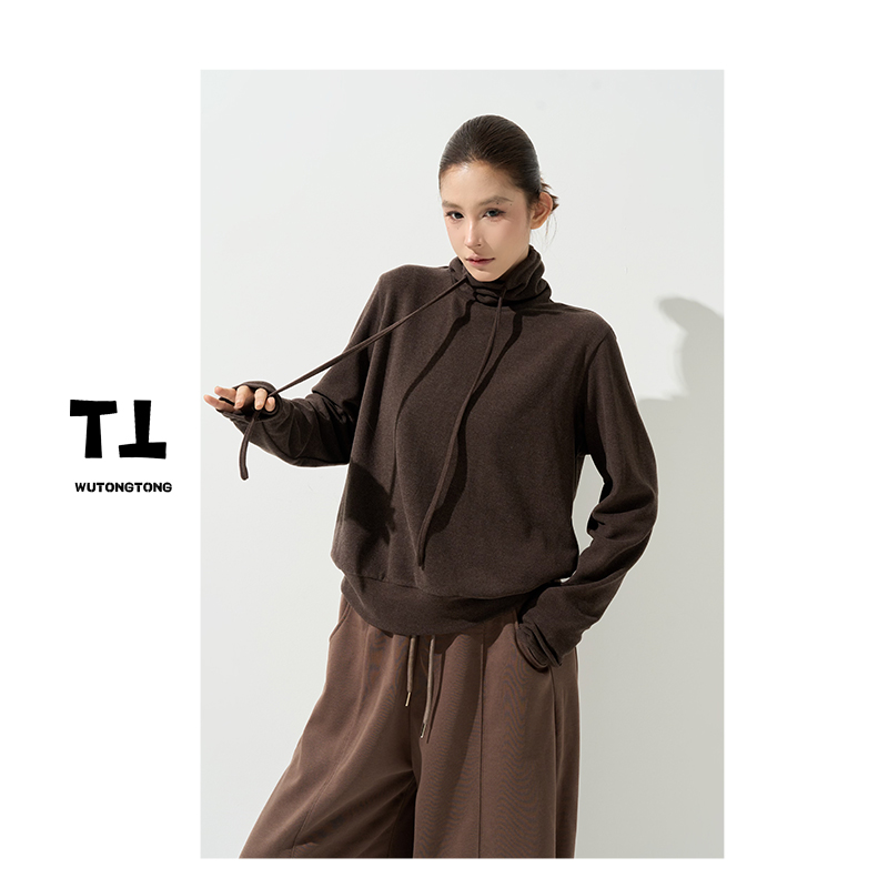 现货【魔药大师】冬季厚款高领长袖抓绒T恤衫女韩版百搭上衣62878