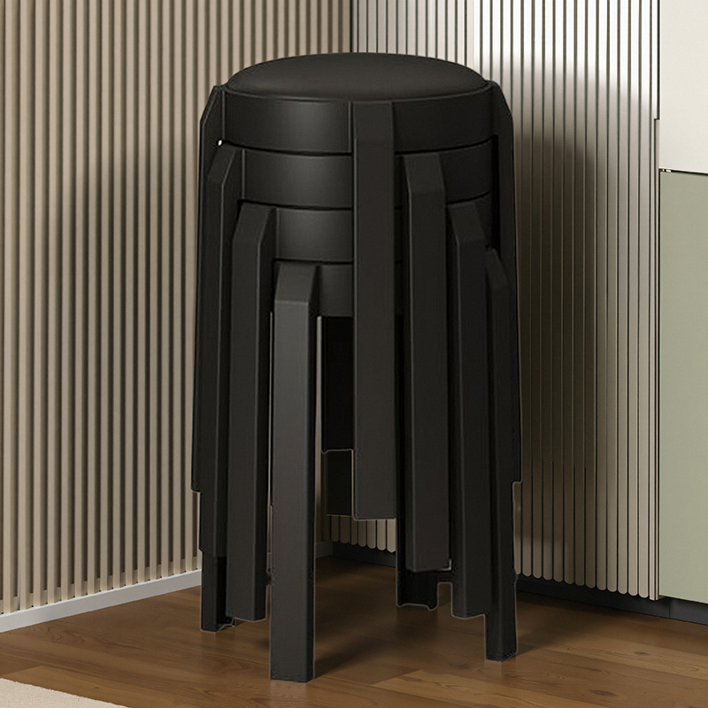 软包复古轻奢高级感塑料凳子家用可叠放结实耐用加厚座椅现代客厅