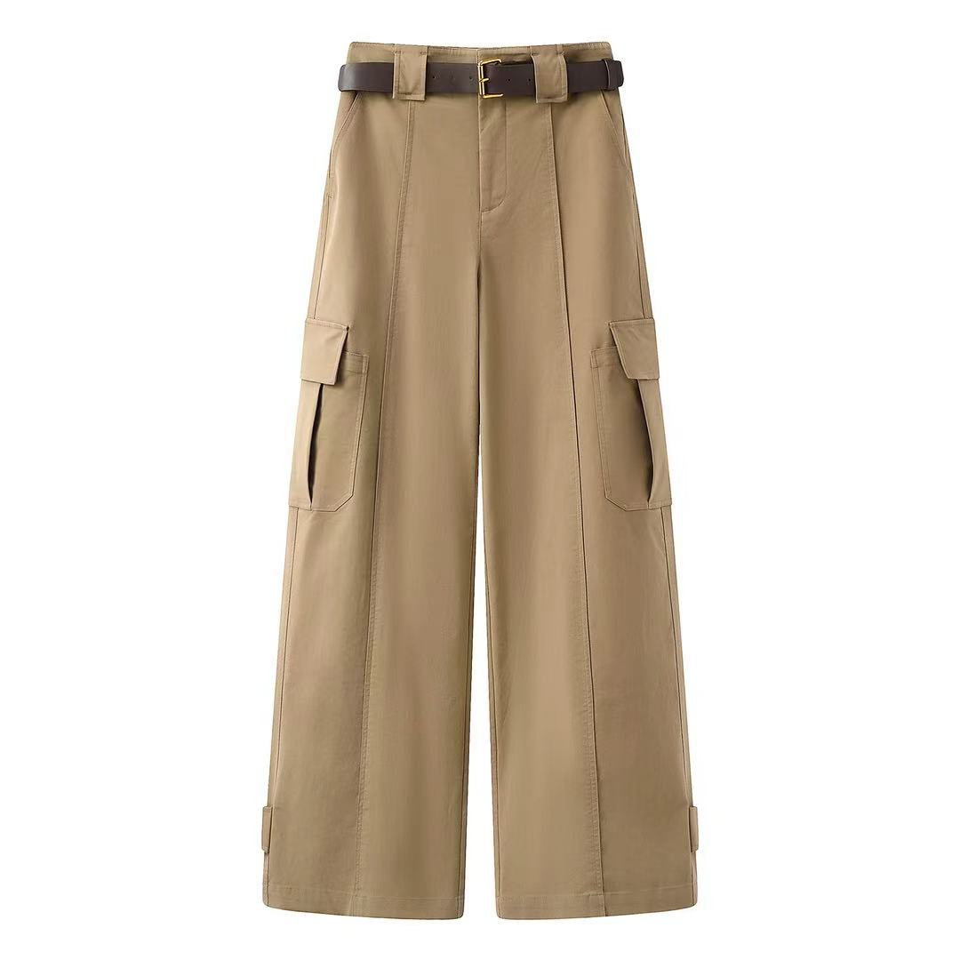 艾家商场同款2025秋新款休闲工装裤女显瘦百搭直筒长裤3026