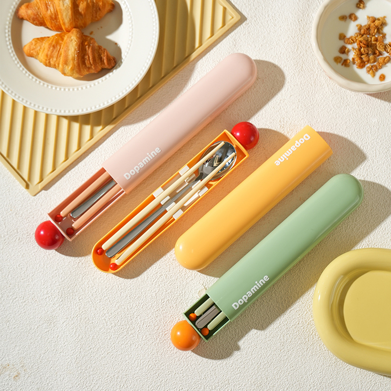 舍里筷子勺子套装一人用便携收纳盒学生便携出游餐具筷子盒单人装