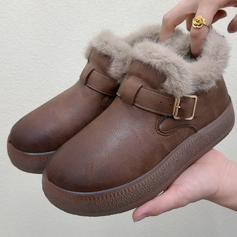冬季新款勃肯鞋女时尚加绒雪地靴加厚保暖毛毛鞋轻便防滑妈妈棉靴