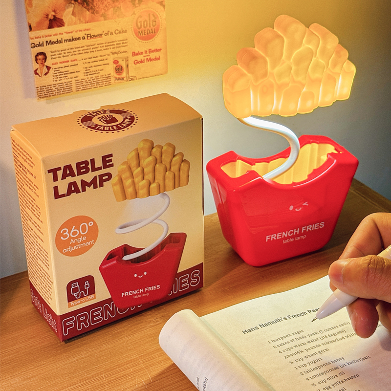 创意可爱薯条汉堡包小夜灯桌面装饰小台灯摆件学生宿舍卧室氛围灯