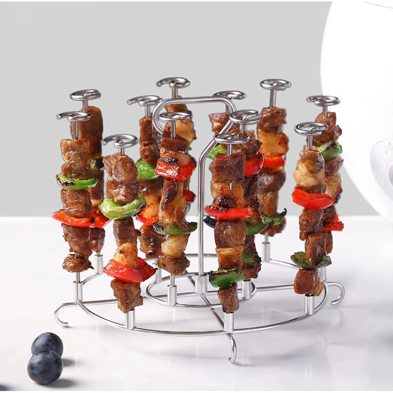 304不锈钢空气炸锅烤架烤箱配件10根签子立式烤串烧烤架厨房家用