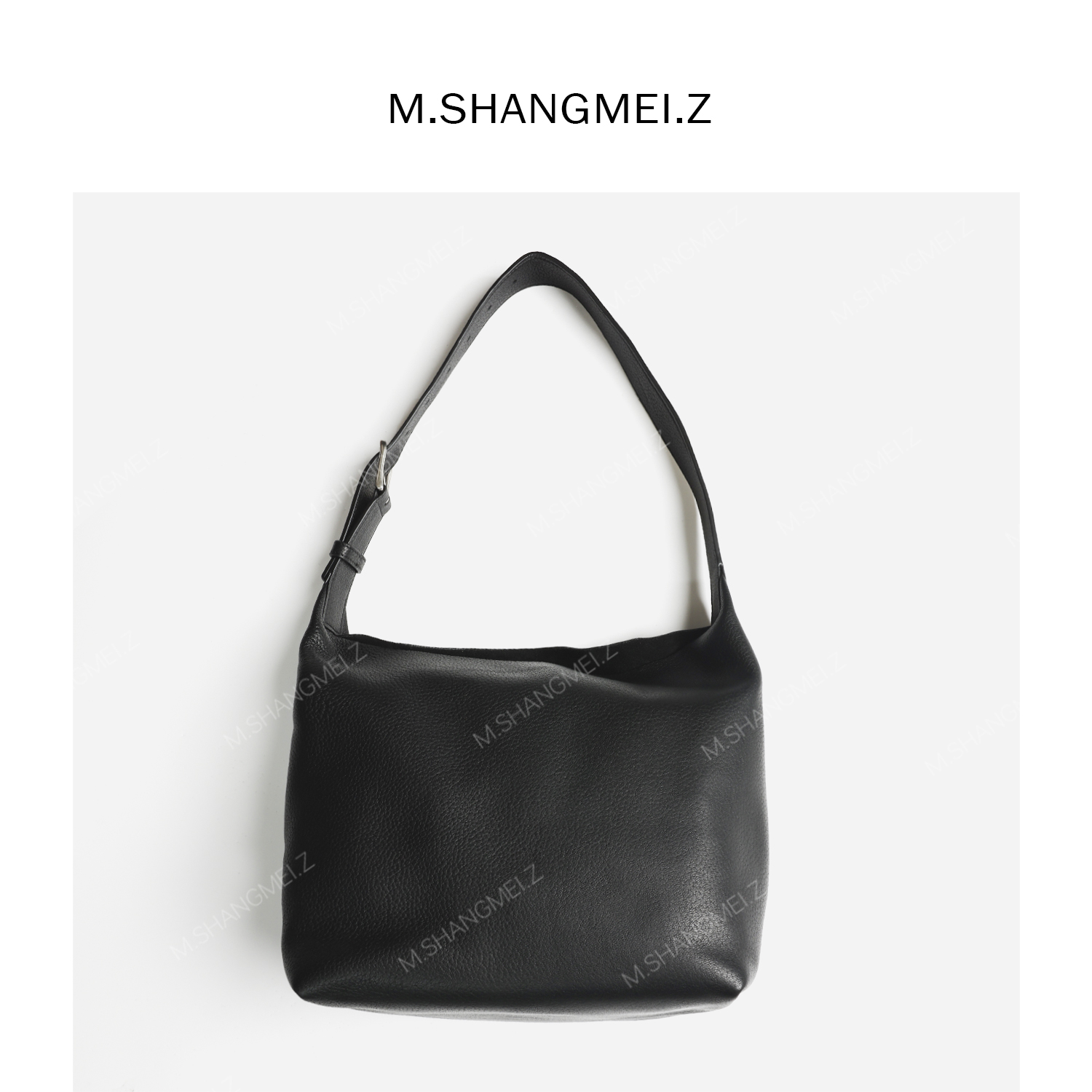 M.SHANGMEI.Z/沐熙美大哥真皮时尚百搭黑色腋下单肩包包F09431