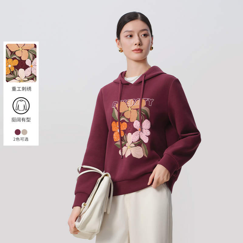 DUNNU/敦奴dunnu春款新款休闲印花百搭连帽宽松时尚卫衣FU130123