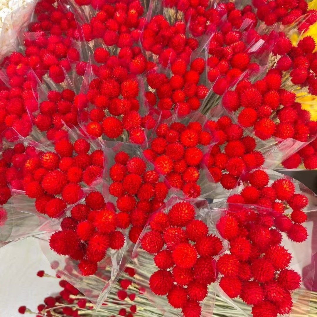 干花花束千日红草莓果新款客厅插花摆件仿真花天然花束花店情人节