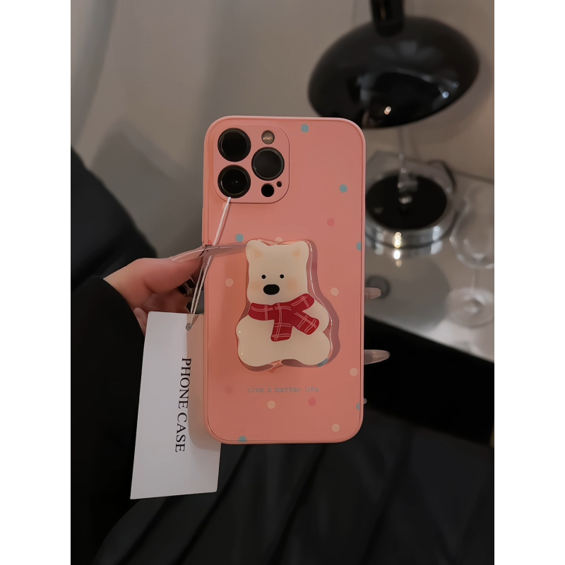 波点小狗适用苹果16pro手机壳15promax创意华为p70皮纹荣耀小米15