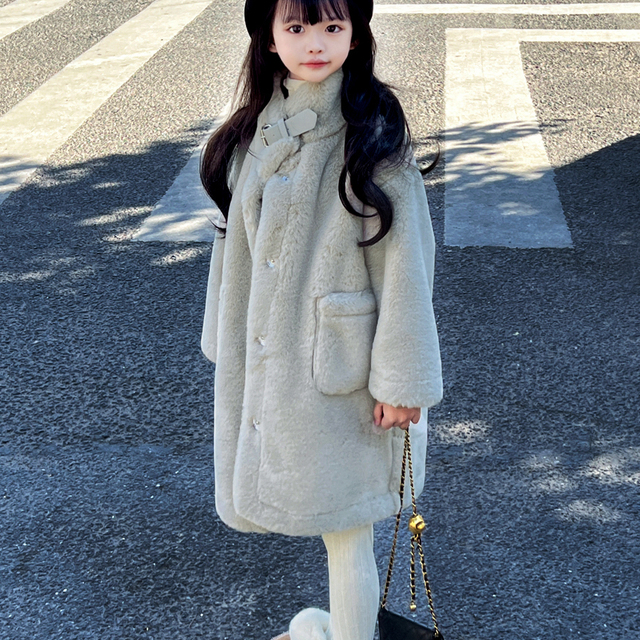 童装彷皮草中长男女宝宝棉质外衣秋冬集皮草厚衣