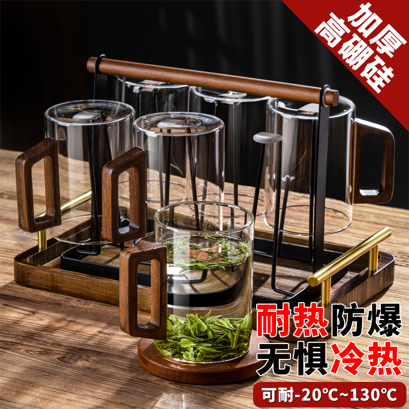 新中式耐高温玻璃喝水杯套装家用客厅待客杯子泡茶杯茶具套装水壶