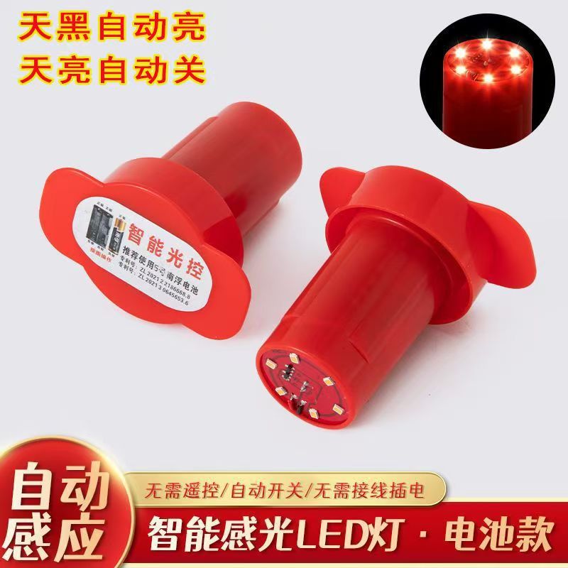 2026新年春节感光灯户外新款免插电智能LED灯笼防水伴侣红灯笼