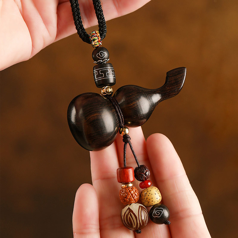 奔驰宝马奥迪汽车挂件高档檀木葫芦后视镜车载吊饰品高级感礼物男