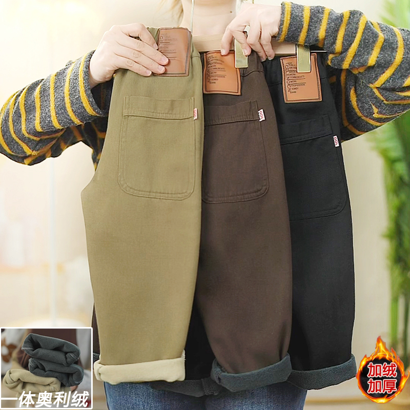 【纯棉加绒】儿童加绒加厚休闲裤2025年新款男女童冬款一体绒百搭裤